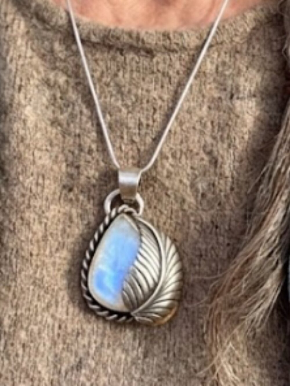 Sterling Silver Southwestern style moonstone pendant